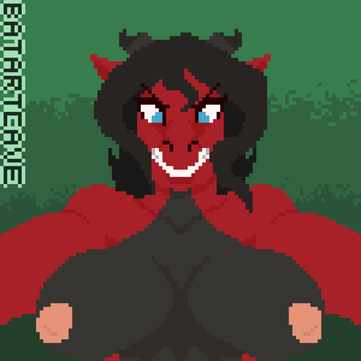 1:1 angry animated anthro areola batartcave black_body black_hair blue_eyes bouncing_breasts breasts digital_media_(artwork) dragon female first_person_view hair kiethra_(rouken) loop low_res nipples pink_areola pink_nipples pixel_(artwork) pixel_animation red_body rouken short_playtime suggestive // 500x500 // 58.7KB