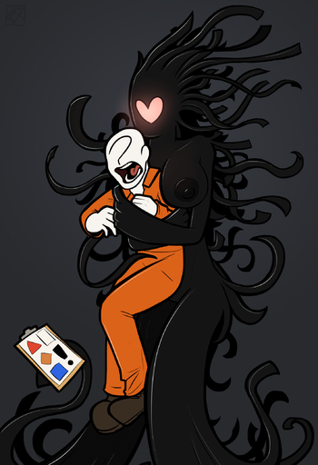 <3 ?_face anon breasts clothed clothing d-class faceless female hi_res human human_on_humanoid humanoid interspecies jumpsuit keadonger mammal monster nipples not_furry nude orange_clothing orange_jumpsuit scp-2521 scp_foundation simple_background // 1597x2334 // 1.9MB