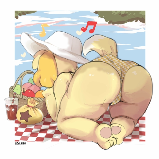 1:1 2020 absurd_res all_fours animal_crossing anthro apple arched_back basket bells_(animal_crossing) beverage big_butt bra butt butt_focus canid canine canis checkered_clothing checkered_floor cheeky_panties clothed clothing day domestic_dog female food fruit hat headgear headwear hi_res isabelle_(animal_crossing) kneeling looking_away mammal musical_note nintendo outside panties pattern_clothing pawpads picnic picnic_basket picnic_blanket plant rear_view shih_tzu solo sun_hat tanuk_kun toy_dog underwear video_games // 4096x4096 // 762.2KB