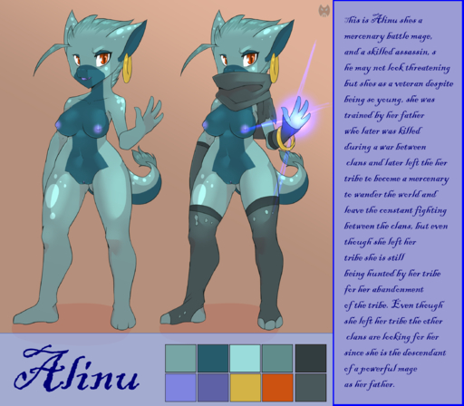 alinu_(roadiesky) anthro better_version_at_source breasts dialogue dragon ear_piercing english_text female hi_res magic model_sheet non-mammal_breasts nude offon piercing roadiesky scalie scarf simple_background solo text // 2373x2077 // 995.4KB