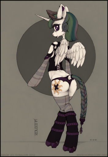 2012 6ghost ankh anthro anthrofied black_border boots border butt clothing corset crown ecmajor edit equid equine eyeshadow feathered_wings feathers female footwear friendship_is_magic hasbro hi_res horn horse legwear lingerie lipstick makeup mammal my_little_pony panties princess princess_celestia_(mlp) royalty simple_background solo stockings tiara topwear underwear white_body white_feathers winged_unicorn wings // 825x1201 // 1.4MB