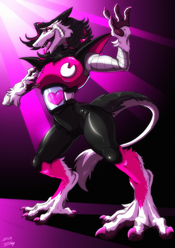 <3 alternate_species anthro barefoot biped black_body black_fur black_hair claws clothing cybernetics cyborg fan_character feet fur glistening hair machine male mammal mettaton mettaton_ex multicolored_hair open_mouth paws pink_body pink_fur red_eyes rubber rubber_suit sergal skinsuit solo standing tatugon tight_clothing tongue tongue_out undertale video_games white_body white_fur // 707x1000 // 1.0MB