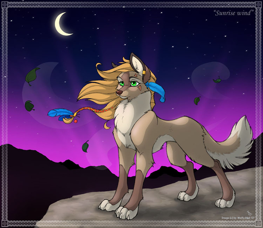 2007 canid canine canis digital_media_(artwork) english_text female feral green_eyes mammal moon night outside pigtails sky solo standing star starry_sky text wind wolf wolfy-nail // 750x649 // 107.9KB