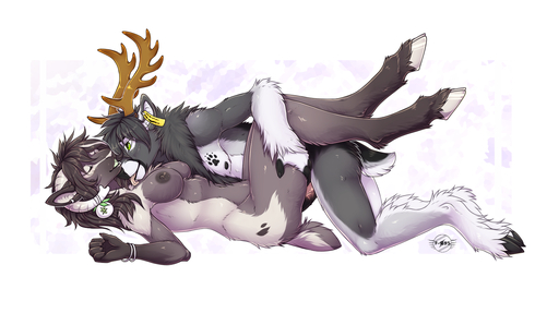 2014 anthro antlers anvil_position areola breasts cervid digital_media_(artwork) duo erection eyes_closed f-r95 female female_penetrated from_front_position fur genitals hair horn jb_greymane legs_up licking lying male malefemale male_penetrating male_penetrating_female mammal nipples nude on_back open_mouth penetration penile penile_penetration penis penis_in_pussy sex simple_background tongue tongue_out vaginal vaginal_penetration // 1500x842 // 698.8KB