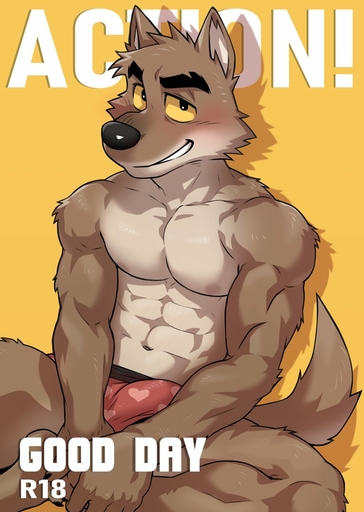 2022 abs anthro black_eyes blush brown_body brown_ears brown_fur brown_tail bulge canid canine canis clothed clothing collarbone cover cover_art cover_page english_text fur genital_outline heart_print hi_res kumak71395 male mammal mr._wolf_(the_bad_guys) muscular muscular_male pecs penis_outline red_clothing red_underwear teeth text underwear underwear_only wolf yellow_sclera // 1000x1408 // 144.0KB