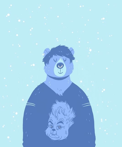 anthro austin_(night_physics) blue_and_white clothed clothing dramamine ear_piercing facial_piercing grinch happy holidays male mammal monochrome nose_piercing piercing simple_background smile snow solo sweater topwear ursid young // 533x640 // 26.6KB