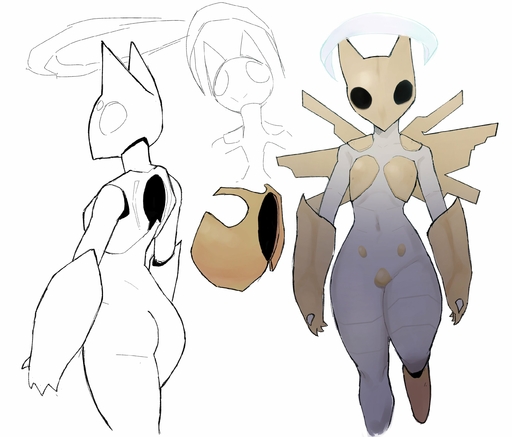 alternate_form anthro anthrofied arthropod breasts butt empty_eyes fecharis female floating goonie-san halo hi_res hole_(anatomy) insect nintendo non-mammal_breasts pokemon pokemon_(species) pokemorph shedinja simple_background sketch small_breasts solo video_games white_background // 2694x2300 // 352.9KB