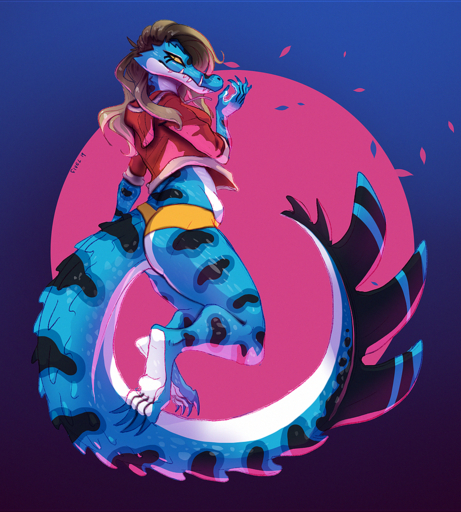 2019 5_fingers anthro barefoot biped black_body black_markings black_scales blue_background blue_body blue_markings blue_scales blue_stripes breasts brown_hair butt claws clothed clothing countershading crocodile crocodilian crocodylid digital_media_(artwork) eyelashes feet female fingers fivel floating hair hoodie long_hair long_tail looking_aside looking_at_viewer looking_away looking_back markings multicolored_body multicolored_scales nile_crocodile non-mammal_breasts orange_sclera partially_clothed pink_background portrait pose pupils red_clothing reptile scales scalie scampi sharp_teeth side_view signature simple_background slit_pupils smile snout solo spines striped_body striped_scales stripes suspended_in_midair teeth toe_claws toes topwear underwear white_body white_scales yellow_clothing yellow_eyes // 900x1000 // 2.0MB