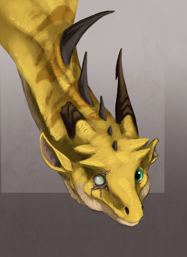 ambiguous_gender blind_eye broken_horn bust_portrait dragon eye_scar facial_scar feral flamespitter fortune_(flamespitter) hi_res horn looking_at_viewer notched_ear portrait scales scalie scar simple_background solo yellow_body yellow_scales // 932x1280 // 555.4KB