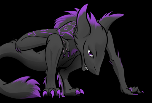 alpha_channel anthro crouching digitigrade fur grey_body grey_fur hi_res looking_at_viewer nadnerbd purple_eyes sergal simple_background smile solo teeth transparent_background // 3000x2034 // 971KB