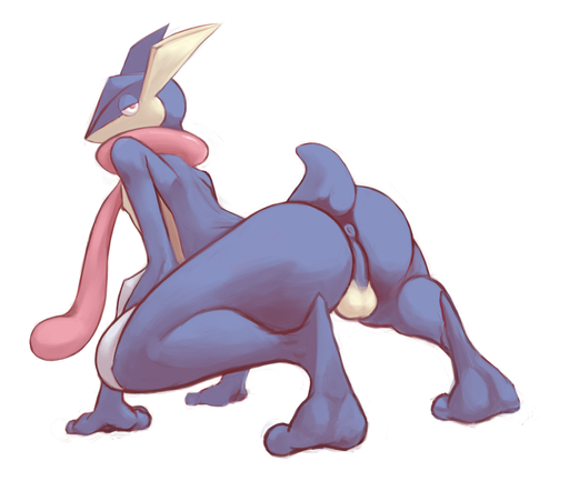 2014 all_fours amphibian anthro anus backsack balls barefoot big_butt biped butt feet genitals greninja half-closed_eyes hi_res looking_back male narrowed_eyes ninja nintendo nude pokemon pokemon_(species) rear_view short_tail simple_background solo somnamg tongue tongue_out video_games warrior white_background // 1683x1423 // 806.8KB