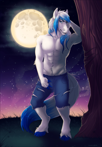 anthro bulge clothed clothing compass_(artist) copper_soul-fate equid equine fangs hi_res horse looking_at_viewer male mammal night_sky outside solo standing teeth // 935x1349 // 1.1MB