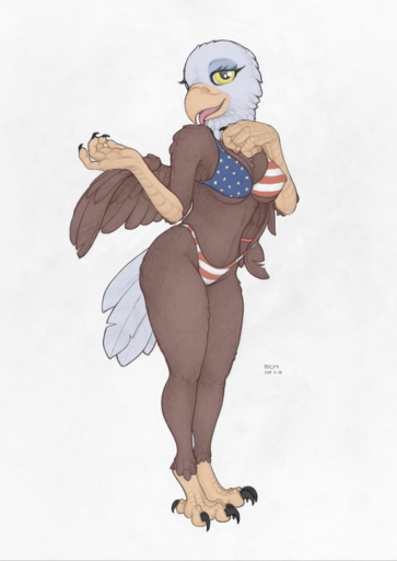 2019 accipitrid accipitriform anthro avian bald_eagle bikini bikini_pull bikini_thong bird bird_feet breasts brown_body brown_feathers cleavage clothed clothing clothing_pull eagle ecmajor edit eyelashes feathers female healthcare_eagle hi_res looking_at_viewer non-mammal_breasts panties panty_pull sea_eagle smile solo swimwear swimwear_pull thong tongue tongue_out underwear underwear_pull united_states_of_america white_body white_feathers wings // 963x1359 // 1.3MB