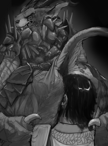 2017 anal anthro armor big_butt butt charr claws clothed clothing digital_media_(artwork) duo edit fangs felid fur hair hi_res horn human human_on_anthro interspecies killioma logan_(disambiguation) male malemale mammal mej monochrome multi_ear muscular open_mouth oral pantherine penetration raised_tail rimming rytlock_brimstone sex simple_background size_difference tiger tongue video_games // 960x1294 // 959.9KB