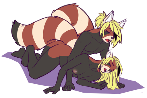 ailurid anthro breasts duo faint female fur hair intraspecies male malefemale mammal nipples nude open_mouth red_panda selfcest sex square_crossover // 1000x669 // 243.5KB