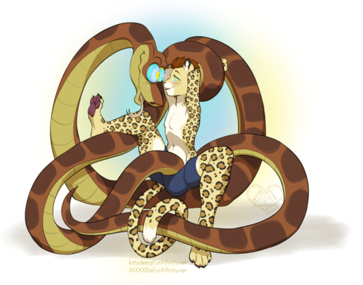2019 4_toes 5_fingers anthro ash_(ashkelling) brown_hair coiling disney duo feet felid feral fingers fur gradient_background hair hypnosis kaa_(jungle_book) kittydee leopard male mammal mind_control open_mouth pantherine reptile scalie shota simple_background smile snake spots spotted_body spotted_fur the_jungle_book toes tongue young // 1270x999 // 651.1KB