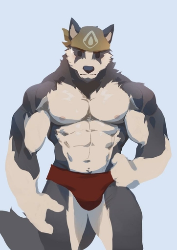 2019 abs anthro bandanna biceps bulge canid canine canis clothing digital_media_(artwork) domestic_dog front_view fur hand_on_hip husky kerchief male mammal muscular muscular_anthro muscular_male navel nipples nordic_sled_dog null-ghost pecs simple_background solo spitz standing volga // 729x1031 // 44.4KB