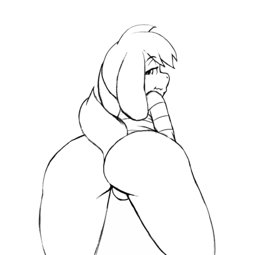 1:1 2d_animation animated anthro asriel_dreemurr backsack balls bedroom_eyes bent_over boss_monster bottomless bouncing_balls bovid butt byondrage caprine clothed clothing digital_media_(artwork) frame_by_frame fur genitals girly half-closed_eyes looking_at_viewer looking_back looking_back_at_viewer male mammal monochrome narrowed_eyes pattern_clothing pattern_shirt pattern_topwear raised_tail seductive shaking_butt shirt short_playtime simple_background solo striped_clothing striped_shirt striped_topwear stripes topwear undertale video_games young // 800x800 // 209.1KB