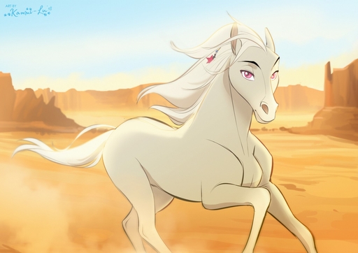 2018 ambiguous_gender detailed_background digital_media_(artwork) equid equine feral hair horse kammi-lu mammal outside pink_eyes sky solo standing white_hair // 1280x905 // 119KB