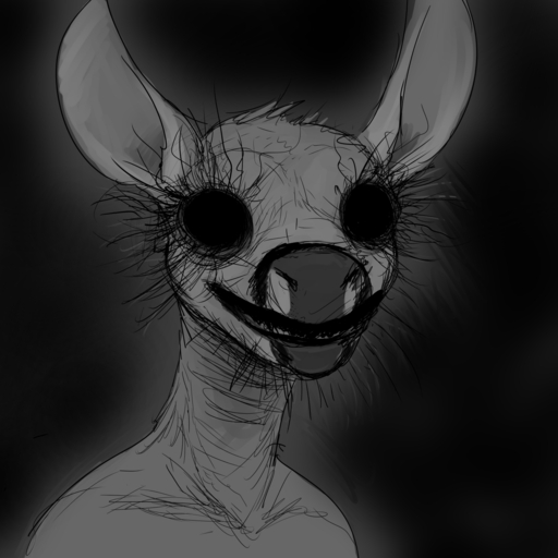 1:1 2018 anthro black_and_white cervid creepy eyeless female hi_res hladilnik looking_at_viewer mammal monochrome nightmare_fuel simple_background solo // 1280x1280 // 598.8KB