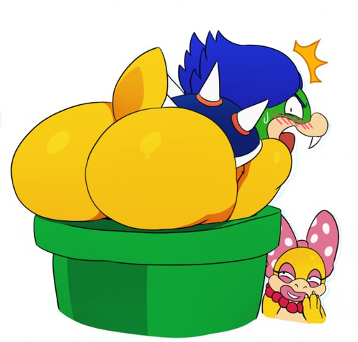anthro big_butt blush brother brother_and_sister butt duo female grin humiliation koopa koopaling ludwig_von_koopa male mario_bros nintendo scalie sibling simple_background sister smile sssonic2 stuck video_games warp_pipe wendy_o._koopa white_background // 536x512 // 183.9KB