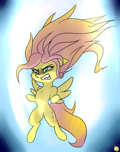 2015 angry digital_media_(artwork) equid equine feathered_wings feathers female feral fluttershy_(mlp) friendship_is_magic hasbro hi_res horse mammal my_little_pony pegasus pudgeruffian solo wings yellow_body yellow_feathers // 1553x1966 // 1.3MB