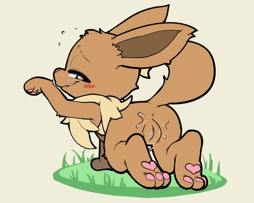 2022 all_fours anus bite biting_lip blush blush_lines bodily_fluids brown_body brown_fur butt digital_media_(artwork) ear_tuft eevee female feral fur generation_1_pokemon genital_fluids genitals grass half-closed_eyes head_tuft heart_pawpads hi_res hindpaw itsunknownanon looking_at_viewer looking_back looking_back_at_viewer multicolored_body multicolored_fur narrowed_eyes neck_tuft pawpads paws pink_pawpads plant pokemon_(species) presenting presenting_hindquarters pussy pussy_juice pussy_juice_string raised_tail rear_view simple_background smile solo tan_body tan_fur teeth tuft video_games // 1750x1400 // 139.5KB
