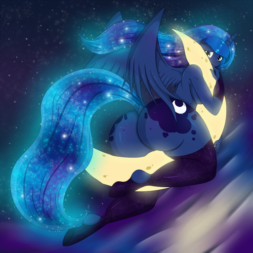 1:1 2015 anthro anthrofied armwear big_butt blue_body blue_eyes blue_feathers blue_fur blue_hair blue_horn blue_tail bottomless breasts butt casual_exposure clothed clothing cosmic_hair cosmic_tail crescent_moon cutie_mark dock equid equine ethereal_hair eyelashes feathered_wings feathers female fluffy fluffy_tail friendship_is_magic fur hair hasbro hi_res horn horse ineffective_clothing legwear long_hair looking_at_viewer looking_back mammal moon mostly_nude my_little_pony outside princess_luna_(mlp) pseudo_hair rear_view side_boob snout solo space stockings suirano thick_thighs thigh_highs topless wide_hips winged_unicorn wings // 1680x1680 // 2.3MB