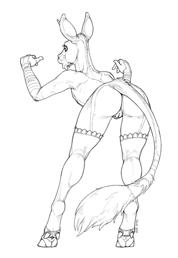 anthro anus bottomless butt clothed clothing ecmajor equid equine equustra_(ecmajor) female genitals hi_res hooves horizontal_pupils horn horse leaning leaning_forward leggings legwear mammal monochrome open_mouth pupils pussy solo tail_tuft thigh_highs tuft unicorn // 853x1242 // 350.5KB