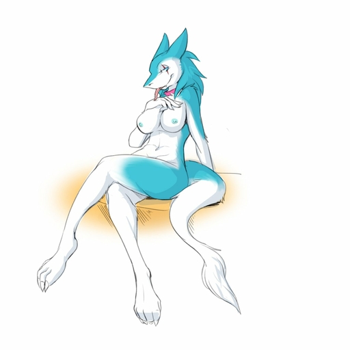 1:1 4_toes anthro big_breasts breasts claws collar digitigrade expulshion feet female hi_res hindpaw looking_at_viewer mammal navel nipples nude paws piercing scar sergal simple_background sitting solo toes tongue tongue_out tongue_piercing valkyrie_the_corrupt_sergal white_background // 1280x1280 // 77.8KB