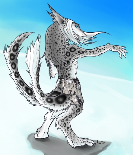 2_tails bottomwear camo clothed clothing fawkeswinchester kryvian male mammal multi_tail outside sergal shorts snow solo topless winter // 643x747 // 267.1KB