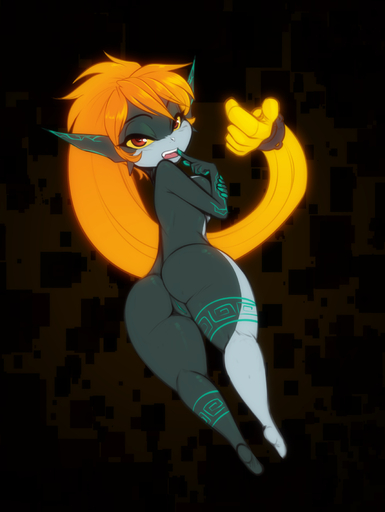 beckoning bedroom_eyes big_butt butt butt_pose female genitals gesture hi_res humanoid looking_at_viewer looking_back midna narrowed_eyes nintendo not_furry pose prehensile_hair pussy scorpdk seductive solo the_legend_of_zelda thick_thighs twili twilight_princess video_games // 1354x1800 // 315.8KB