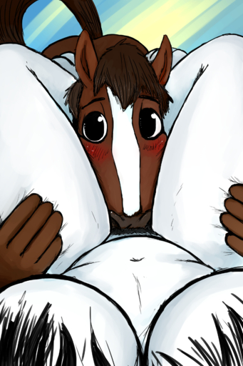 2018 2:3 ambiguous_gender anthro big_eyes black_hair blush breasts brown_body brown_fur brown_hair convenient_censorship cunnilingus duo equid equine faceless_character faceless_female female femaleambiguous female_pov first_person_view fur hair hair_covering_breasts hi_res hladilnik horse leg_grab looking_at_viewer mammal michelle_(hladilnik) navel oral pubes puppy_eyes sex vaginal white_body white_fur will_(hladilnik) // 1280x1920 // 1.6MB