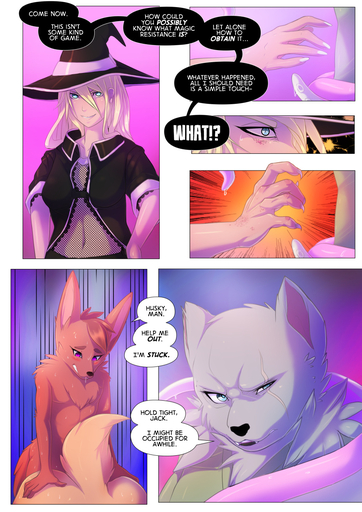 ambiguous_gender ambiguous_penetration anthro blush bodily_fluids canid canine clothing comic corablue english_text female fur group hair hat headgear headwear hi_res human male maleambiguous mammal penetration sex smile sweat tentacles text // 868x1228 // 404KB