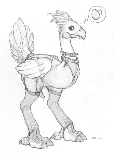 4_toes anisodactyl avian beak bird bird_feet bodily_fluids chocobo clothing collar ecmajor erection feathers feet feral final_fantasy garter_straps genital_fluids genitals greyscale hi_res leggings legwear long_neck looking_at_viewer male monochrome penis precum sketch solo spiked_collar spikes square_enix tail_feathers tapering_penis toes video_games // 924x1256 // 770KB