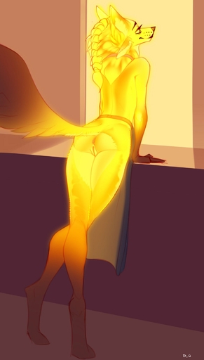anthro butt canid canine discreet_user female fox hi_res leaning_on_table mammal mylar_(discreet_user) presenting presenting_hindquarters solo // 1163x2048 // 92.7KB