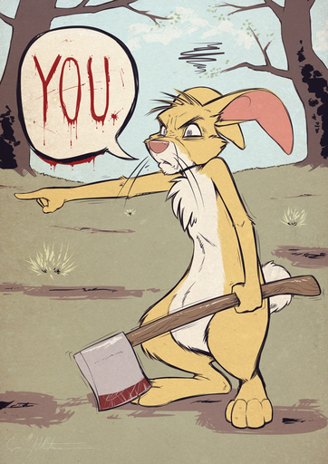 angry anthro axe chest_tuft dialogue disney english_text fur imminent_death lagomorph leporid lol_comments male mammal melee_weapon rabbit rabbit_(winnie_the_pooh) reaction_image sneakerfox solo text threatening tuft weapon winnie_the_pooh_(franchise) // 672x950 // 559.1KB