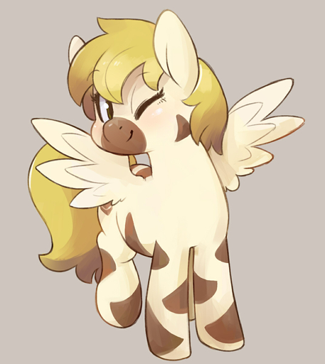 blonde_hair digital_media_(artwork) equid equine fan_character feathered_wings feathers female feral hair hi_res horse mammal one_eye_closed pegasus simple_background solo stripes wings wink yellow_eyes zebra_cake zonkpunch // 1071x1200 // 209KB