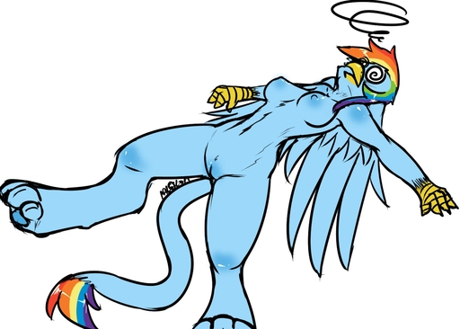 anthro anthrofied avante92 avian beak blue_body blue_feathers blue_fur breasts equid equine feathered_wings feathers female fur genitals gryphon hair horse mammal multicolored_hair multicolored_tail mythological_avian pegasus pussy rainbow_dash_(mlp) rainbow_hair rainbow_tail simple_background solo spread_wings wings // 1280x914 // 191.3KB
