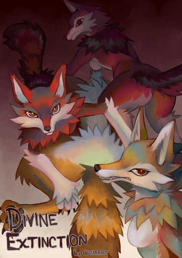 2020 4_fingers all_fours anthro black_claws black_nose black_pawpads breasts brown_eyes butt canid canine canis claws clenched_teeth comic cover cover_art cover_page english_text featureless_crotch female fingers fluffy fluffy_tail fur grimart group looking_at_viewer lying mammal nude on_back pawpads red_body red_eyes red_fur red_wolf simple_background spread_legs spreading teeth text white_body white_fur wolf // 620x876 // 510.6KB