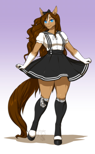 anthro biped clothing equid equine female hi_res horse kittydee looking_at_viewer mammal school_uniform simple_background smile solo standing uniform // 793x1280 // 406.5KB