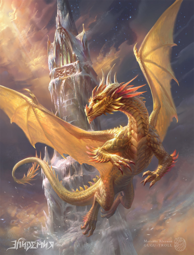 2019 ambiguous_gender day detailed_background digital_media_(artwork) dragon gugu-troll horn membrane_(anatomy) membranous_wings outside scales scalie sky western_dragon wings yellow_body yellow_scales // 761x1000 // 1.2MB