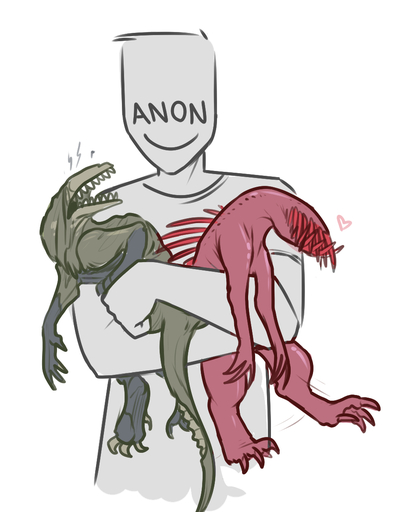 <3 ambiguous_gender angry anon anonymous eyeless group happy hug human keadonger mammal monster reptile scalie scp-682 scp-939 scp_foundation simple_background // 926x1168 // 357.1KB