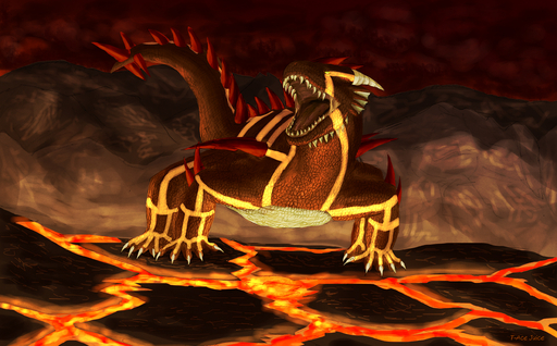 2020 all_fours cythot_(character) detailed_background digital_media_(artwork) dragon feral hi_res lava male mountain open_mouth outside t-ace_juice // 2642x1642 // 1.8MB