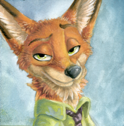 2016 anthro bust_portrait canid canine clothed clothing disney fox fur green_eyes grin icon looking_at_viewer low_res male mammal nick_wilde orange_body orange_fur portrait red_fox ruaidri smile solo vulpes zootopia // 348x352 // 225.2KB