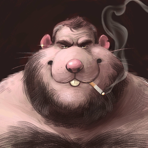 1:1 2019 anthro beard body_hair buckteeth bust_portrait chest_hair cigarette dramamine ear_piercing facial_hair hair hairy hi_res looking_at_viewer male mammal piercing portrait rodent simple_background smoke smoking solo teeth whiskers // 2000x2000 // 776.4KB