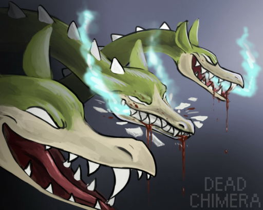 ambiguous_gender blood bodily_fluids breath_powers cuphead_(game) dead_chimera dragon dripping_blood elemental_manipulation fire fire_breathing fire_manipulation gradient_background grim_matchstick group long_tongue open_mouth sharp_teeth simple_background smile teeth tongue video_games // 1280x1021 // 1.1MB
