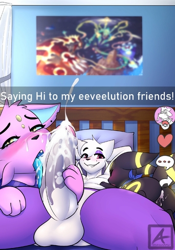 absurd_res ambiguous_gender anglo anthro anthro_on_feral balls bed bestiality big_penis blush bodily_fluids cum cum_in_ass cum_in_mouth cum_inside cum_on_face dizz_(anglo) eeveelution espeon feral furniture genital_fluids genitals groudon group hi_res kyogre legendary_pokemon licking male maleambiguous malemale mienshao oral penile penis penis_lick pokemon_(species) rayquaza sex thick_thighs tongue tongue_out trio umbreon video_games // 2020x2887 // 499.1KB