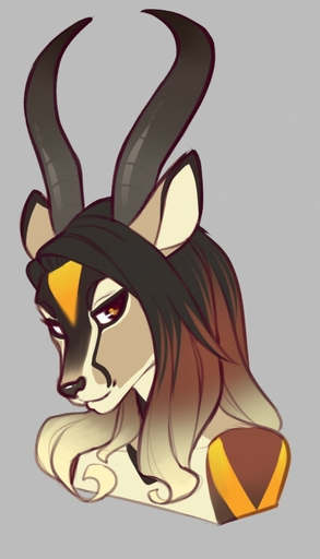ambiguous_gender antelope anthro bovid faint gazelle hair hi_res horn looking_at_viewer mammal simple_background solo zahra_(airheart) // 733x1280 // 92.3KB