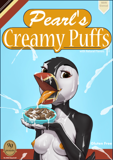 2017 absurd_res alcid anthro atlantic_puffin avian beak bird bodily_fluids bowl breasts bukkake cereal container cum cum_in_mouth cum_inside cum_on_face cum_on_food cutlery digital_media_(artwork) drinking drinking_cum english_text excessive_cum female food genital_fluids gewitter hi_res kitchen_utensils lari looking_at_viewer nipples non-mammal_breasts nude open_mouth oral_invitation pearl_(boolean) puffin simple_background smile solo spoon text tongue tongue_out tools // 2688x3794 // 2.6MB